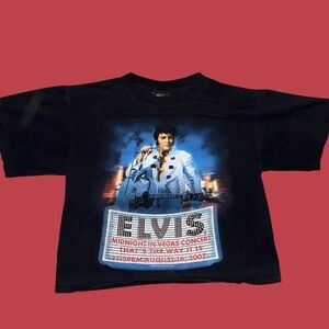 Y2K 2005 Midnight In Vegas Elvis Presley Cropped T-Shirt Women’s Medium